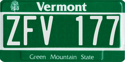 VT license plate ZFV177