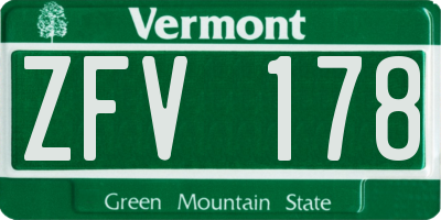 VT license plate ZFV178