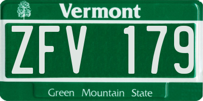 VT license plate ZFV179
