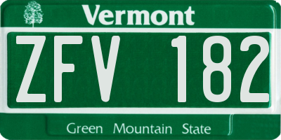 VT license plate ZFV182