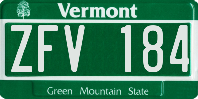 VT license plate ZFV184