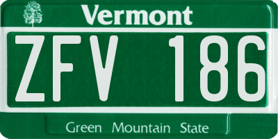 VT license plate ZFV186