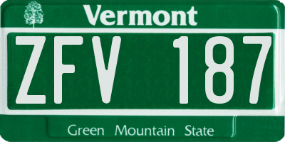 VT license plate ZFV187