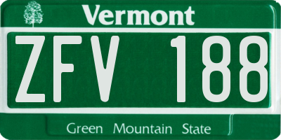 VT license plate ZFV188