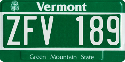 VT license plate ZFV189