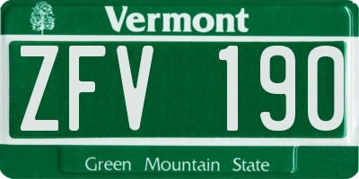 VT license plate ZFV190