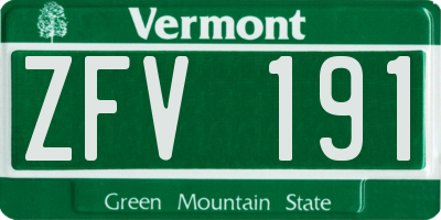 VT license plate ZFV191