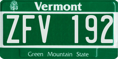 VT license plate ZFV192