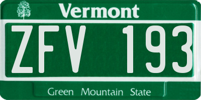 VT license plate ZFV193