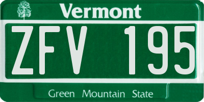 VT license plate ZFV195