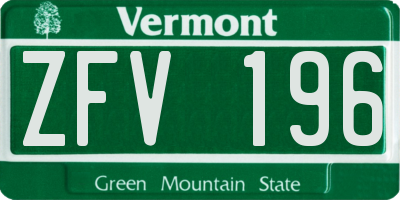 VT license plate ZFV196