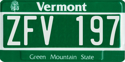 VT license plate ZFV197