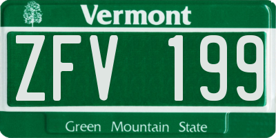 VT license plate ZFV199