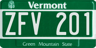 VT license plate ZFV201