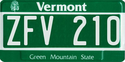 VT license plate ZFV210