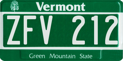 VT license plate ZFV212