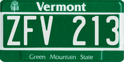 VT license plate ZFV213