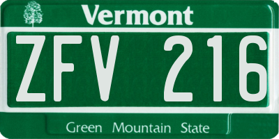 VT license plate ZFV216