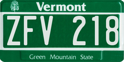 VT license plate ZFV218