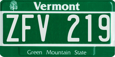 VT license plate ZFV219