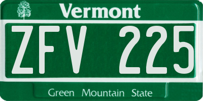 VT license plate ZFV225