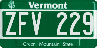 VT license plate ZFV229