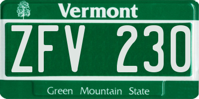 VT license plate ZFV230