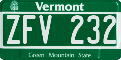 VT license plate ZFV232