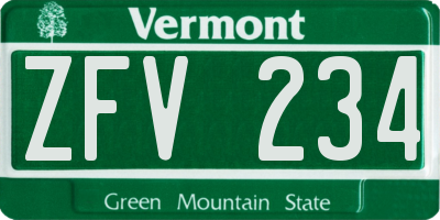 VT license plate ZFV234