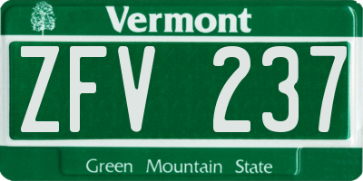 VT license plate ZFV237