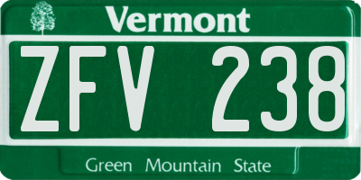 VT license plate ZFV238