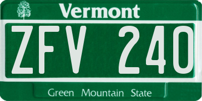 VT license plate ZFV240