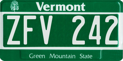 VT license plate ZFV242