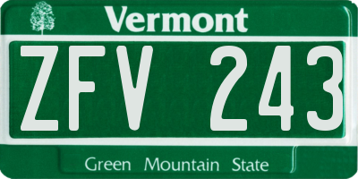 VT license plate ZFV243