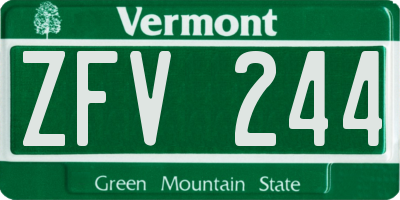 VT license plate ZFV244