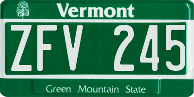 VT license plate ZFV245