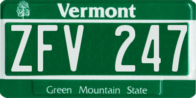 VT license plate ZFV247