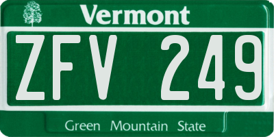 VT license plate ZFV249