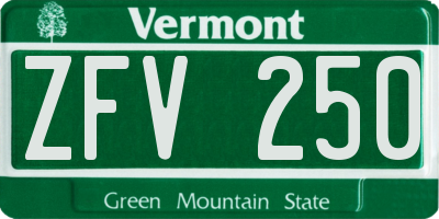 VT license plate ZFV250