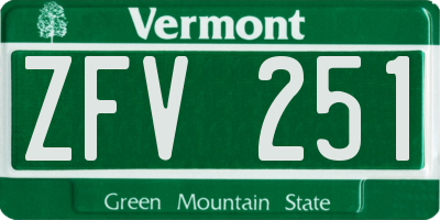 VT license plate ZFV251