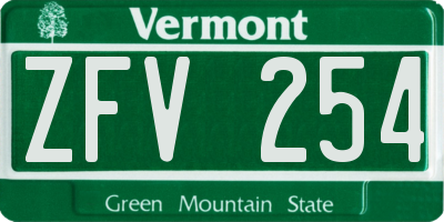 VT license plate ZFV254