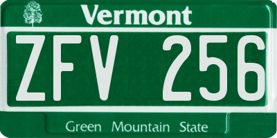VT license plate ZFV256