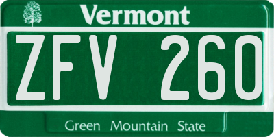 VT license plate ZFV260