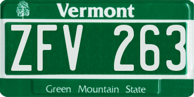 VT license plate ZFV263