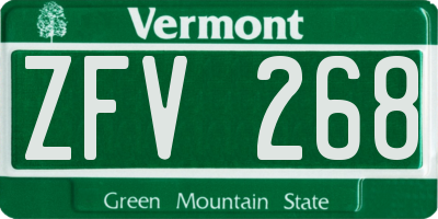 VT license plate ZFV268