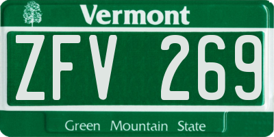 VT license plate ZFV269