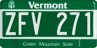 VT license plate ZFV271