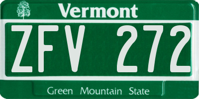 VT license plate ZFV272