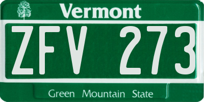 VT license plate ZFV273