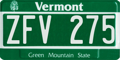 VT license plate ZFV275
